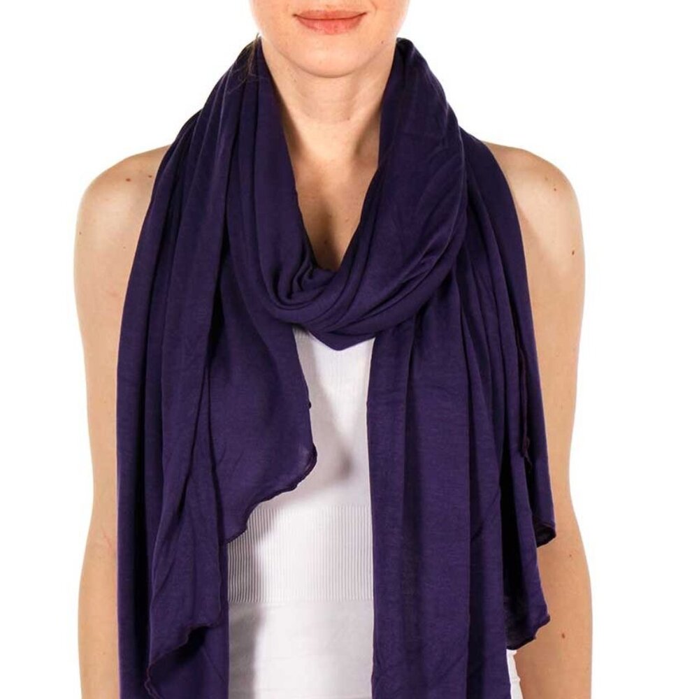 BOHO Oversized Grape Purple Diagonal Fringe Cut Viscose Shawl Wrap 76x30” Scarf